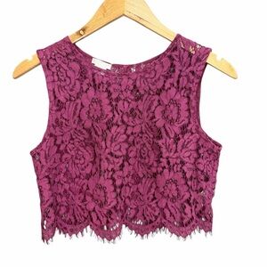 Jenny Yoo Floral Lace Crop Top - Magenta